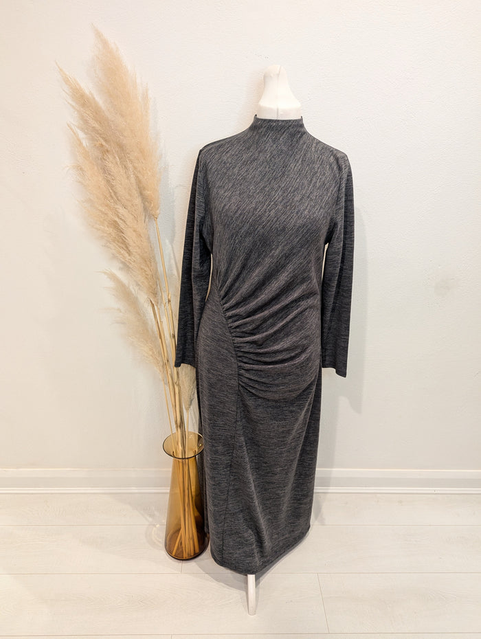 Mint Velvet Grey Ruched Dress XL NWT