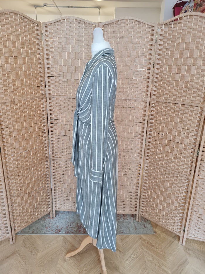Mint Velvet Grey Stripe Tie Front Dress 10
