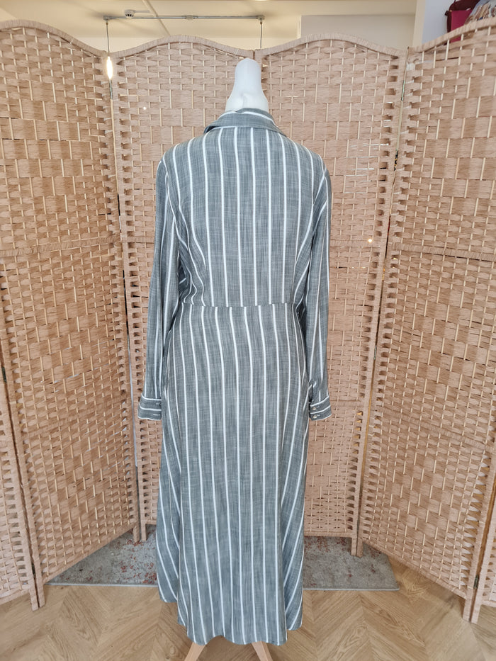 Mint Velvet Grey Stripe Tie Front Dress 10