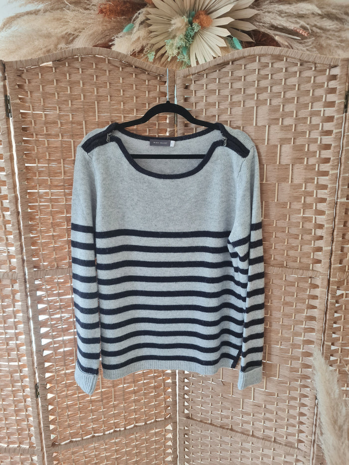 Mint Velvet Grey zip shoulder jumper 16