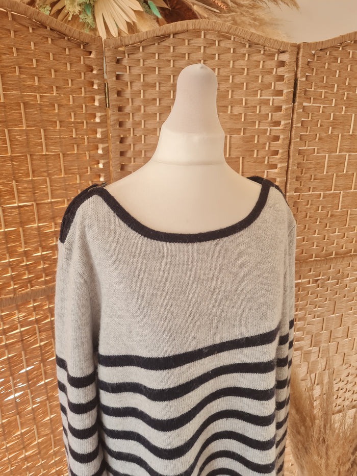 Mint Velvet Grey zip shoulder jumper 16