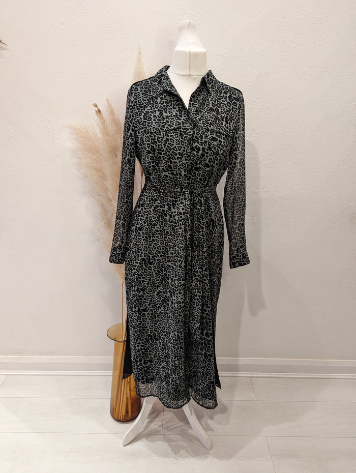 Mint Velvet khaki animal print maxi 14