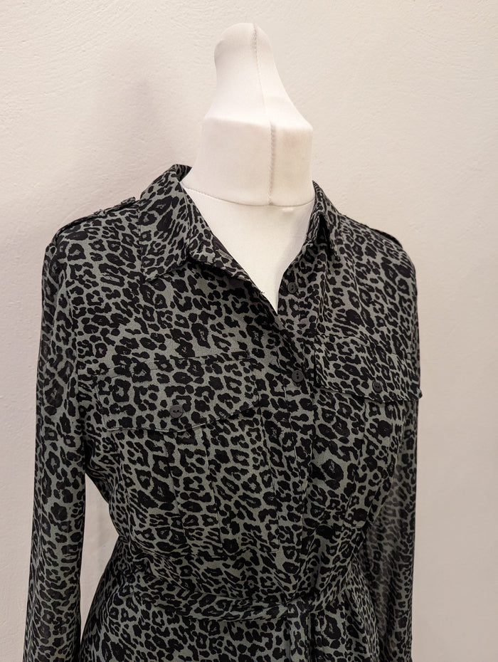 Mint Velvet khaki animal print maxi 14