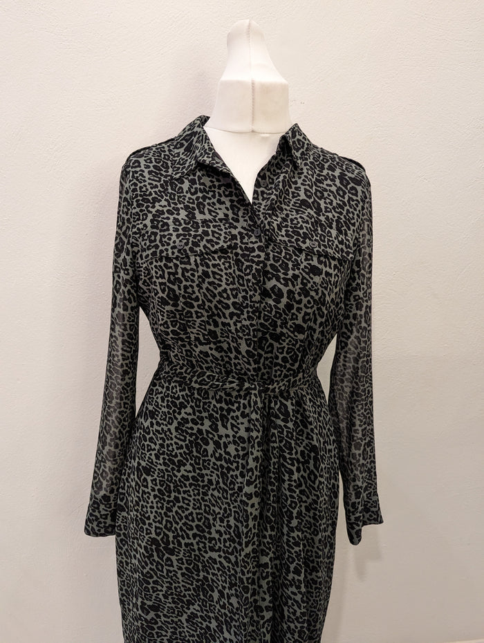 Mint Velvet khaki animal print maxi 14