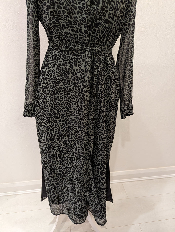 Mint Velvet khaki animal print maxi 14