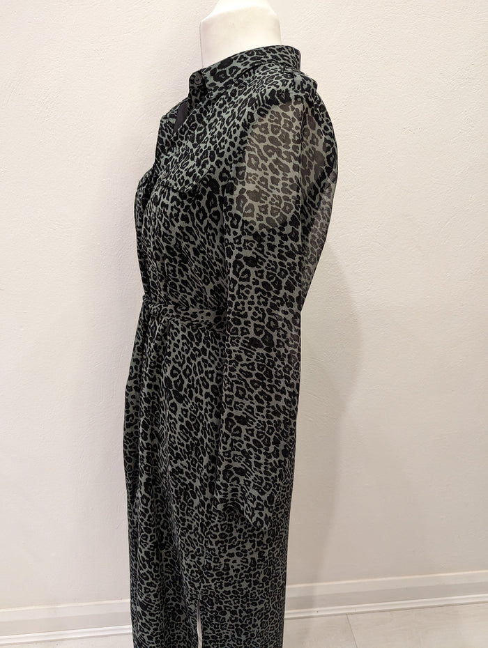 Mint Velvet khaki animal print maxi 14