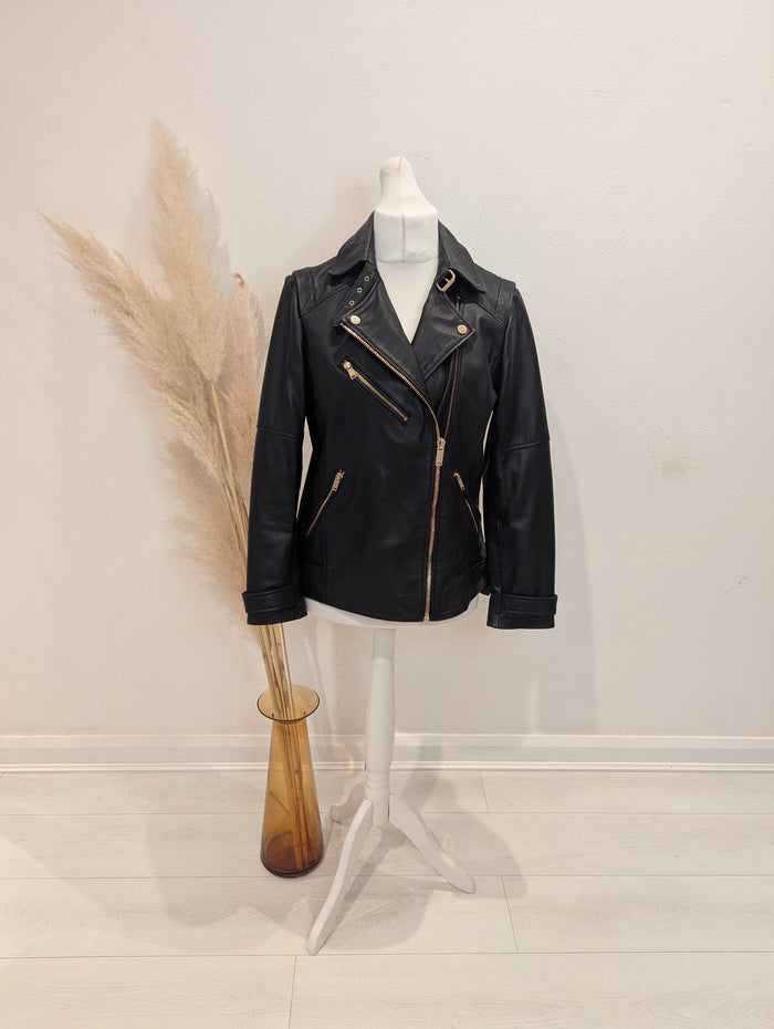 Mint Velvet Leather Biker Jacket 14