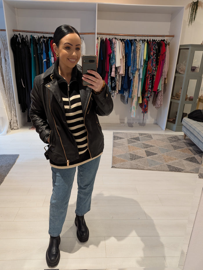 Mint Velvet Leather Biker Jacket 14