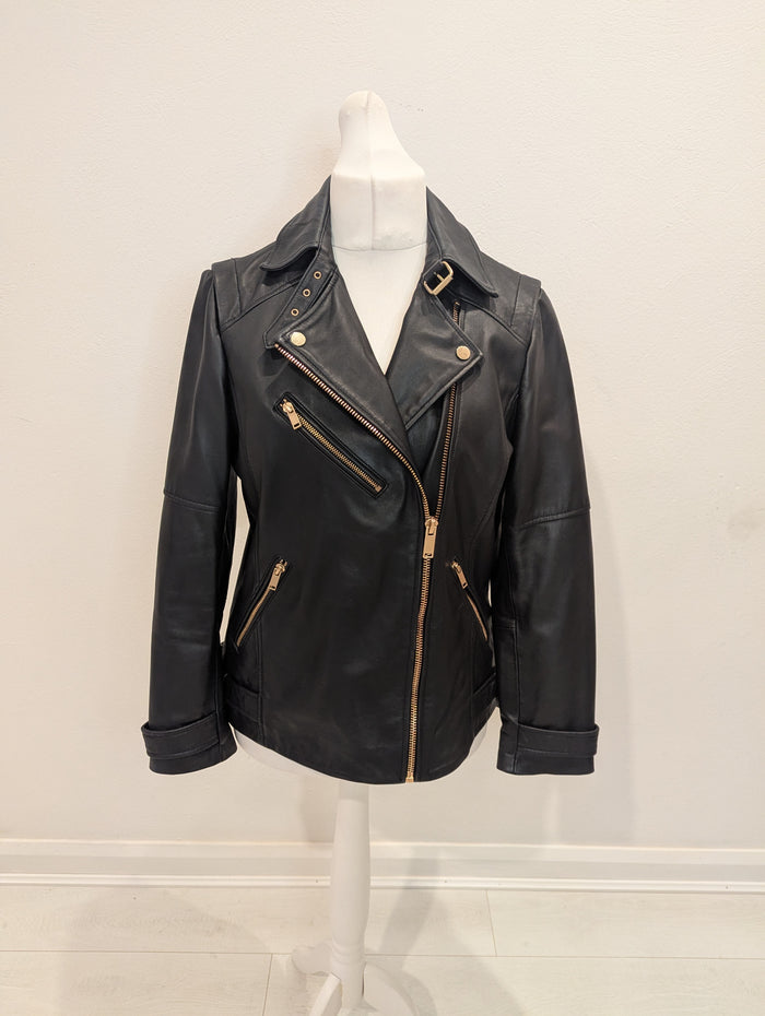 Mint Velvet Leather Biker Jacket 14