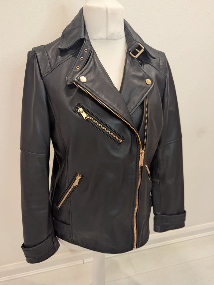 Mint Velvet Leather Biker Jacket 14