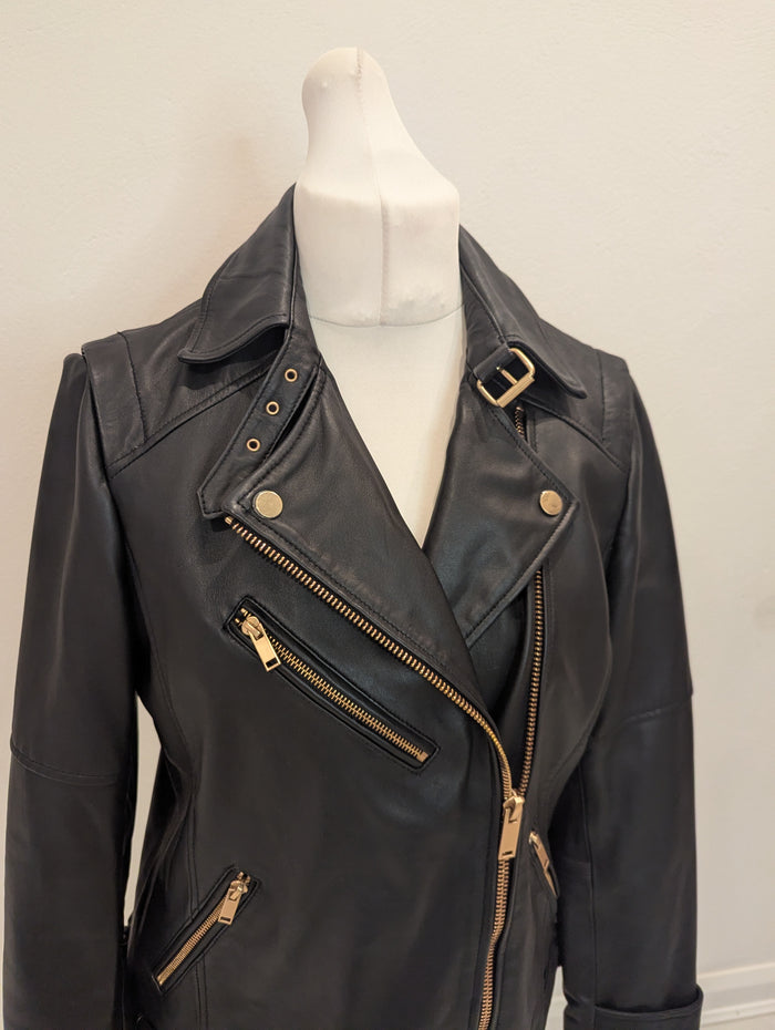 Mint Velvet Leather Biker Jacket 14