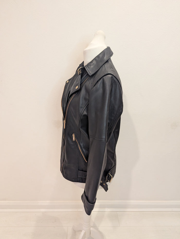 Mint Velvet Leather Biker Jacket 14