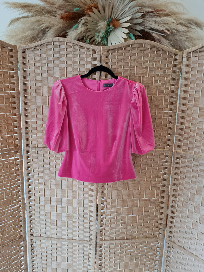 Mint Velvet Pink Velour Top 12 RRP £89