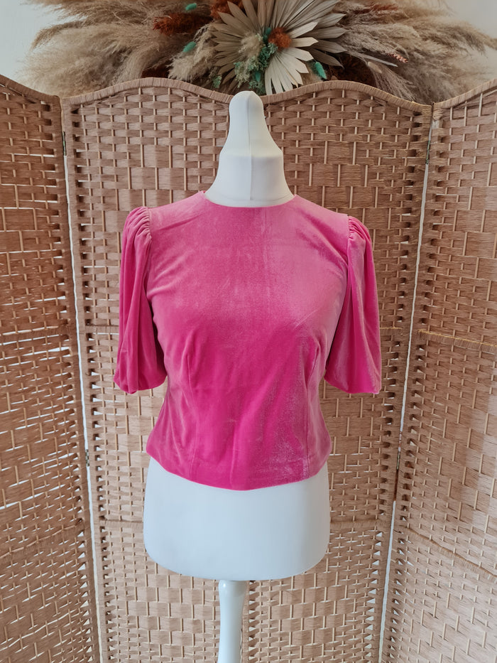 Mint Velvet Pink Velour Top 12 RRP £89