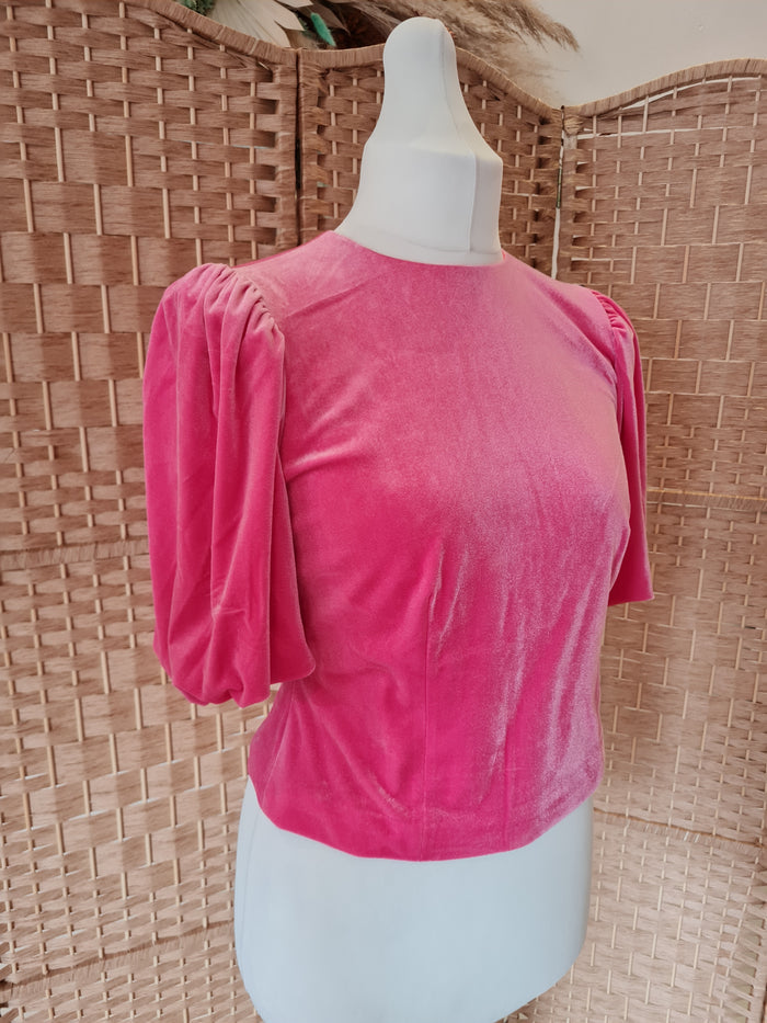 Mint Velvet Pink Velour Top 12 RRP £89