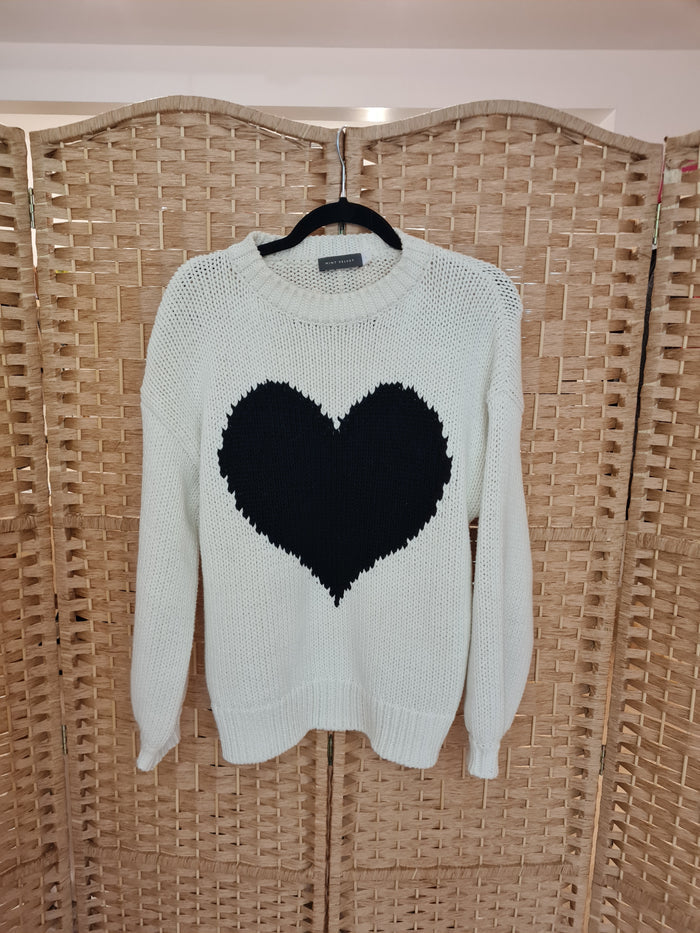Mint Velvet White Black heart Jumper S