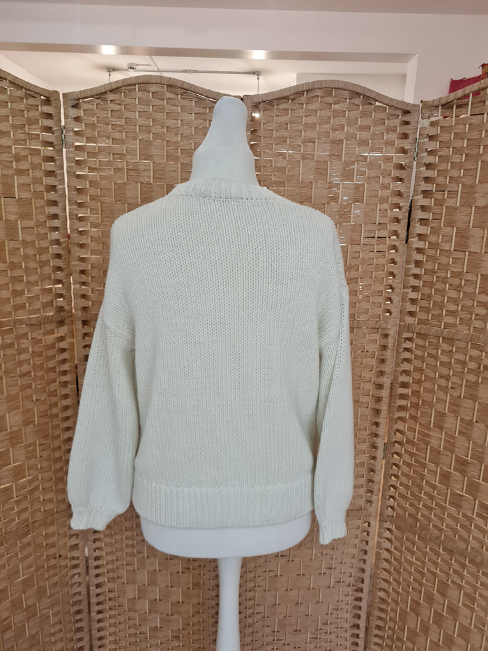 Mint Velvet White Black heart Jumper S