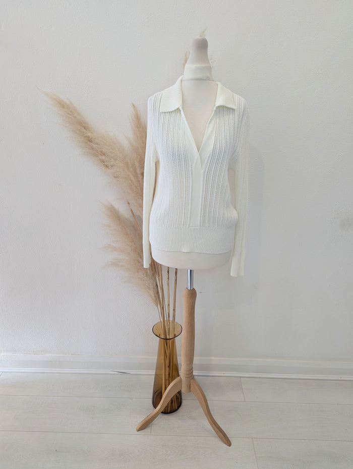 Mint Velvet White Collar Fine Knit S