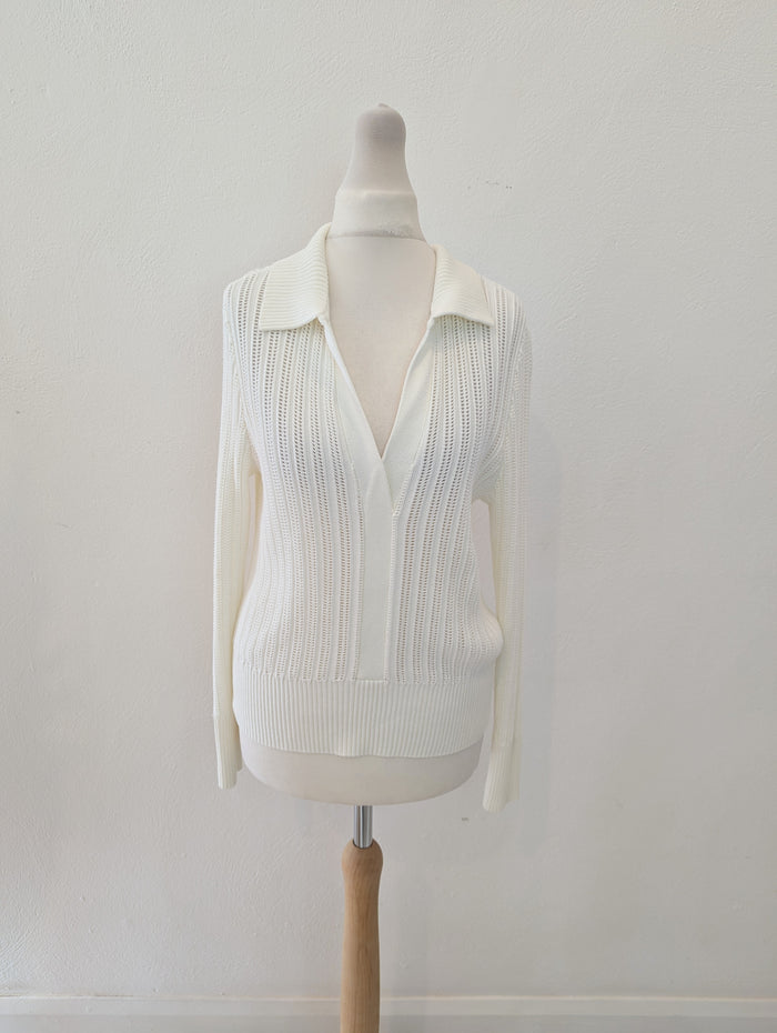 Mint Velvet White Collar Fine Knit S