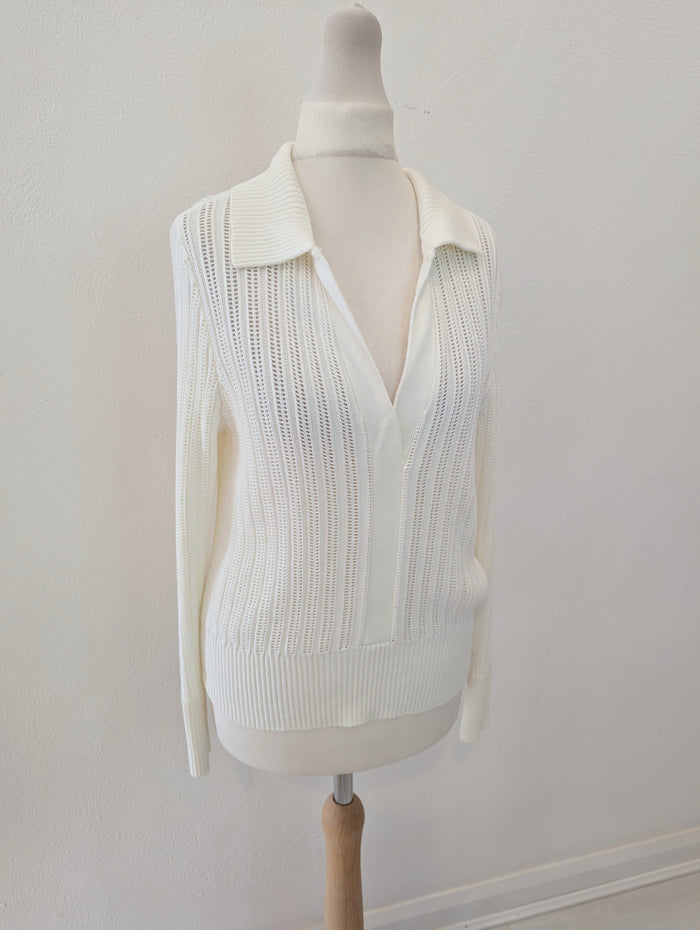 Mint Velvet White Collar Fine Knit S