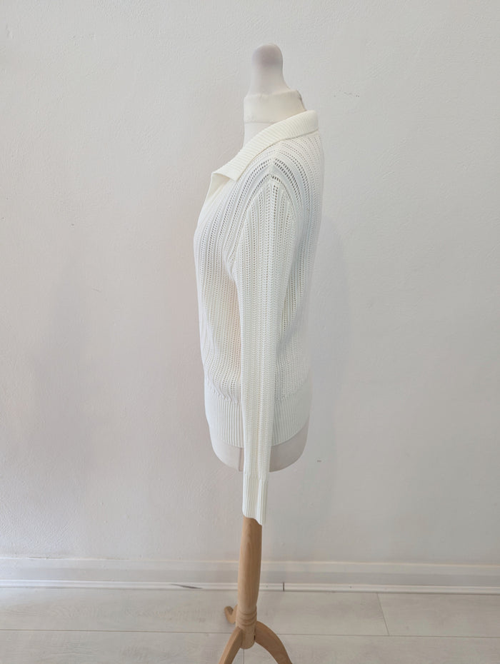 Mint Velvet White Collar Fine Knit S