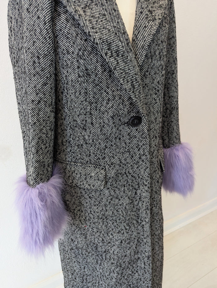 Miss Selfridge Purple Fur Trim Coat NWT 8