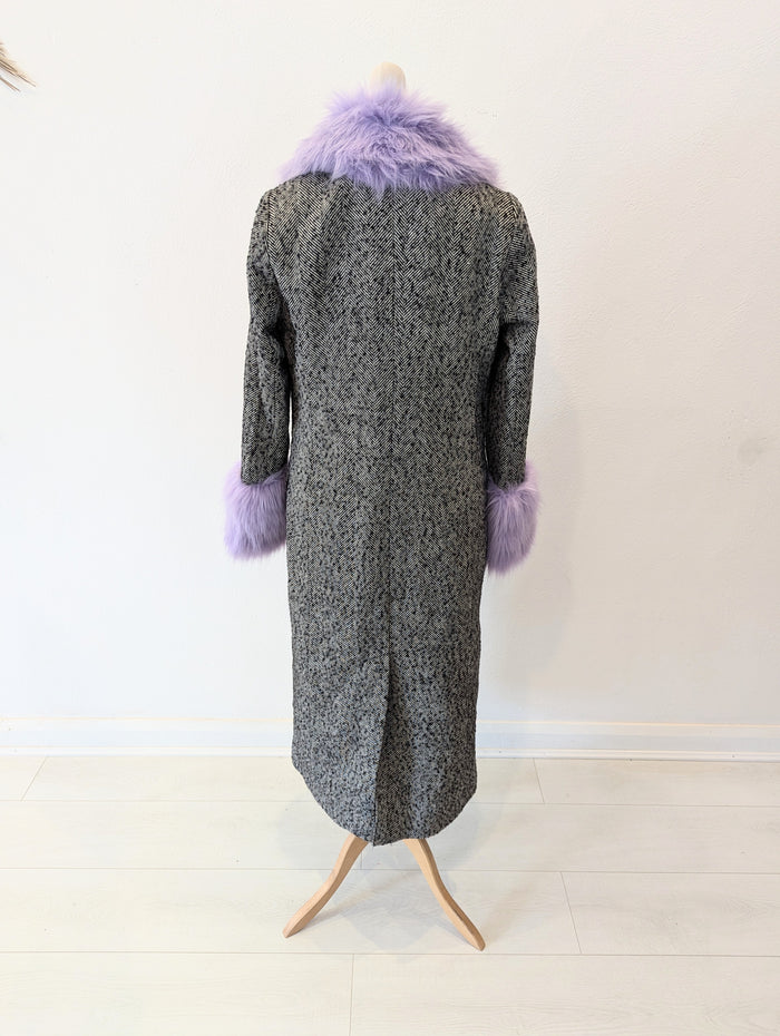 Miss Selfridge Purple Fur Trim Coat NWT 8