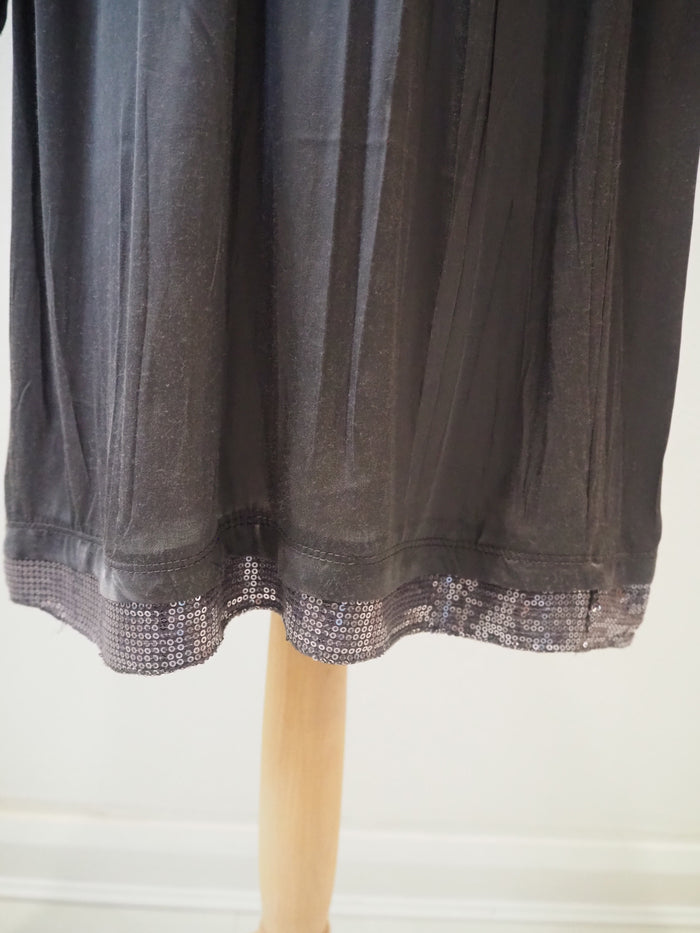 Miss Sugar Grey Silk Skirted Dress (New) Small