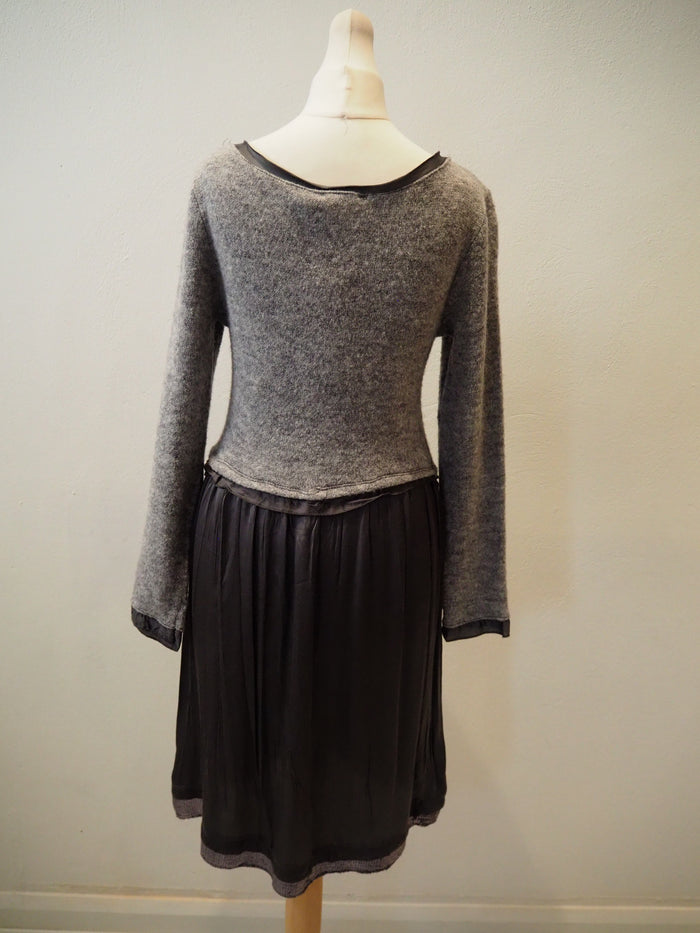 Miss Sugar Grey Silk Skirted Dress (New) Small