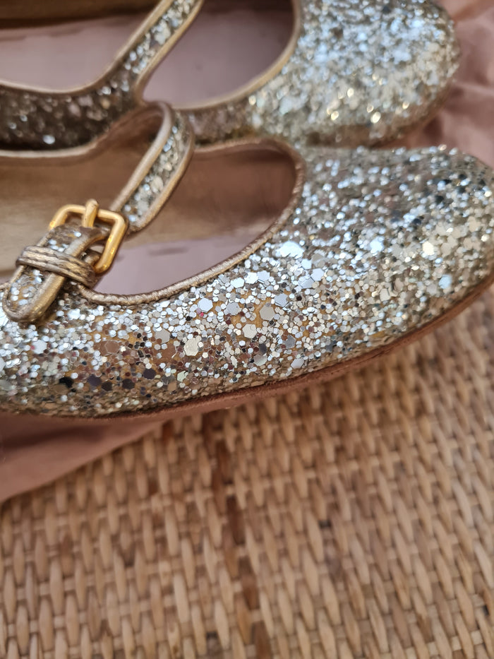 Miu Miu Gold Glitter Pumps Size 4.5