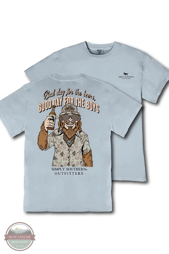 Simply Southern Bad Days And Good Days Short Sleeve Shirt MN-MINWASH-BIGFOOT-ASHEN front and back view shown