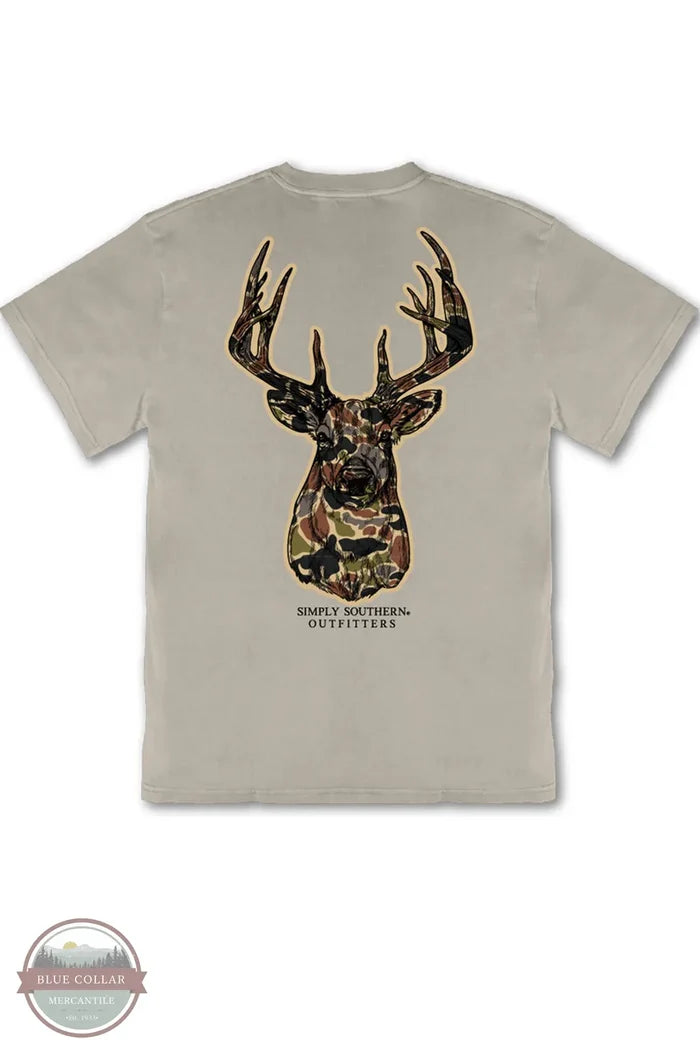 Simply Southern MN-MINWASH-DEER-BRCH Men's Deer Camo Head T-Shirt back imprint image of deer