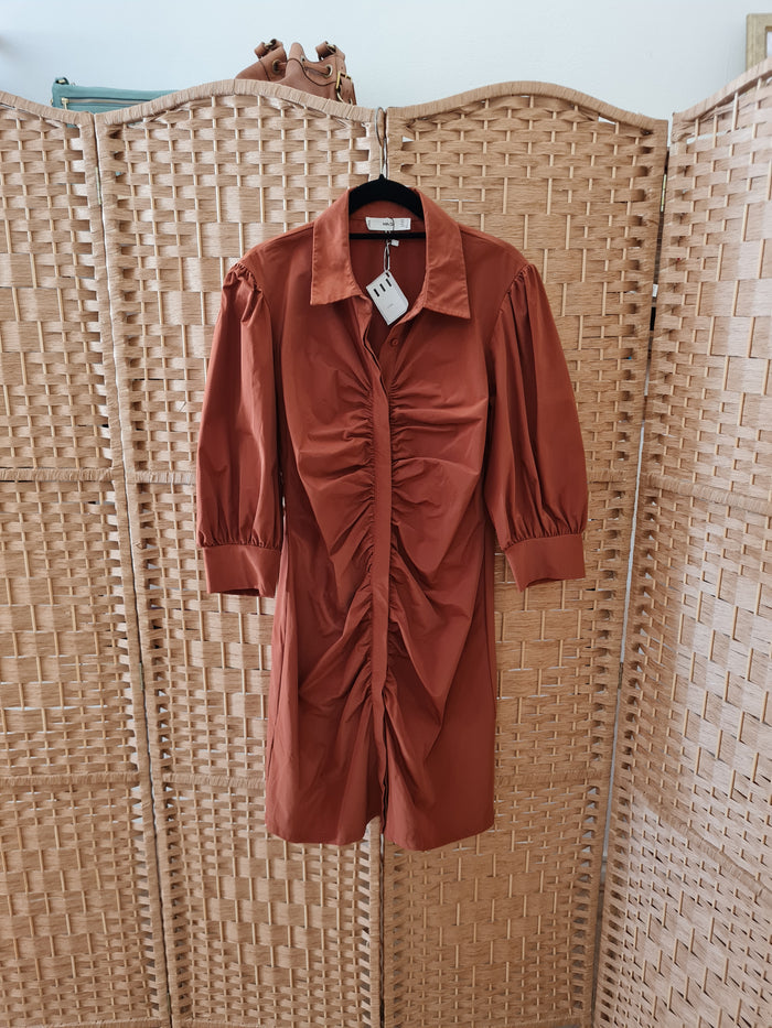 MNG Brick Ruched Dress L
