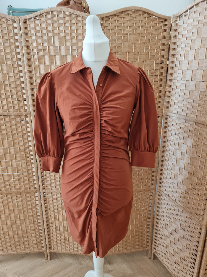 MNG Brick Ruched Dress L