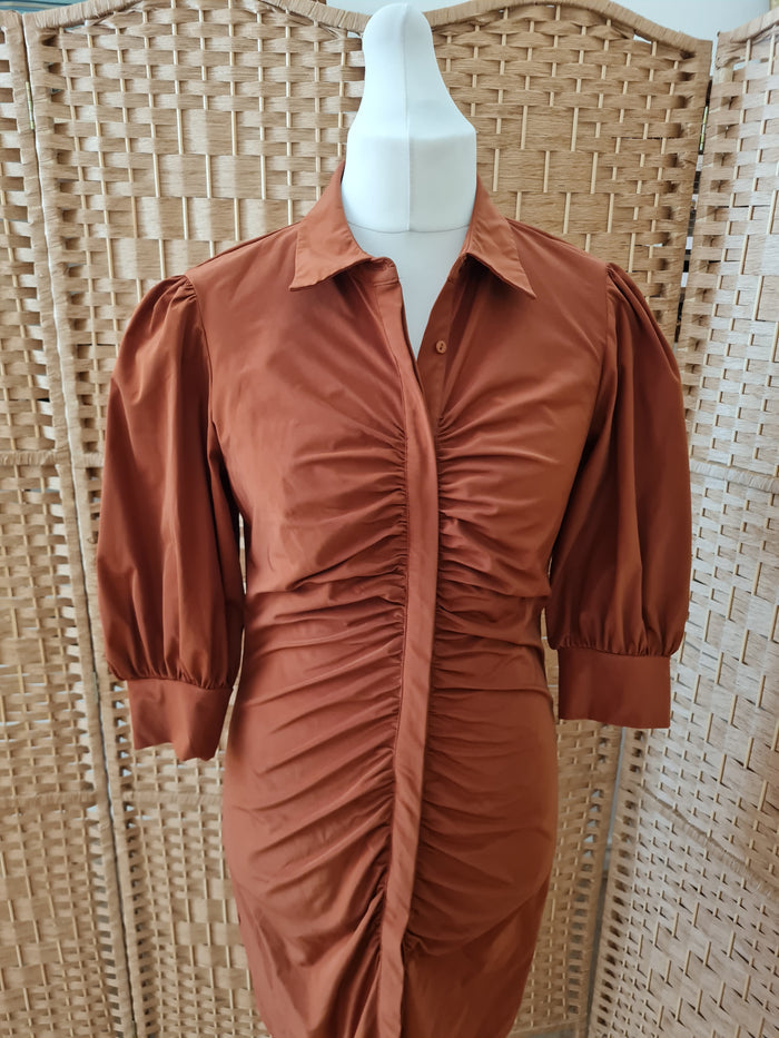 MNG Brick Ruched Dress L