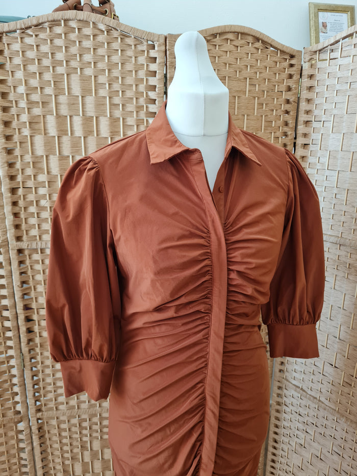 MNG Brick Ruched Dress L