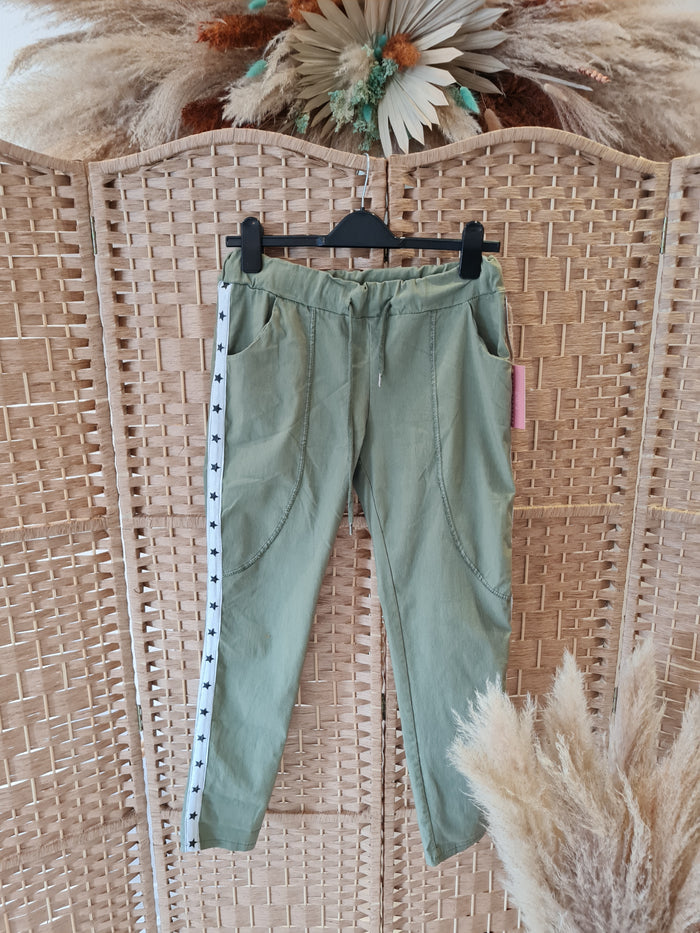 Moda Green Star trim Trousers 8 New (RRP £39.99)