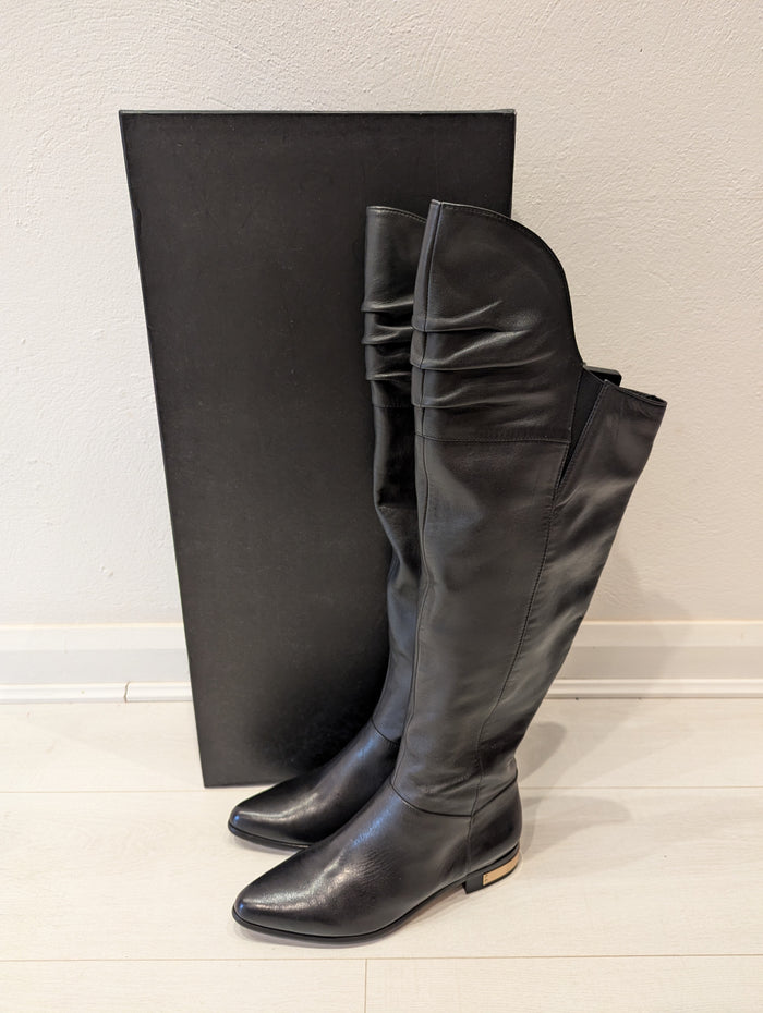 Moda In Pelle Black overknee Boots 7 New