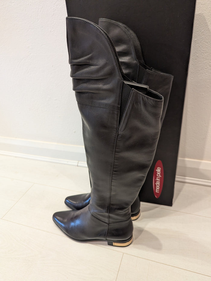 Moda In Pelle Black overknee Boots 7 New