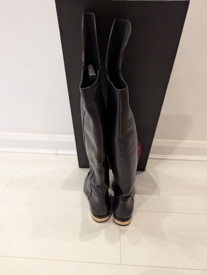 Moda In Pelle Black overknee Boots 7 New