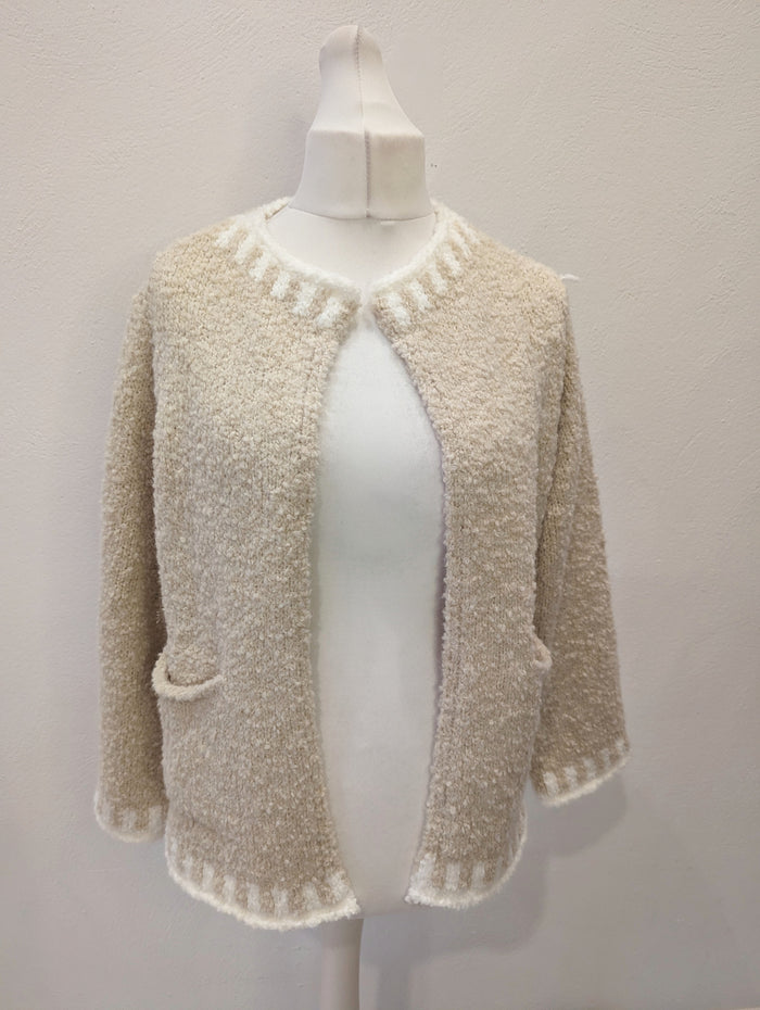 Mohair blend stitched cardigan in cream