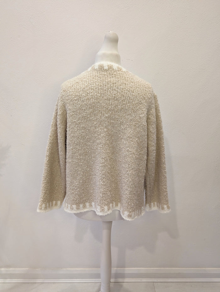 Mohair blend stitched cardigan in cream