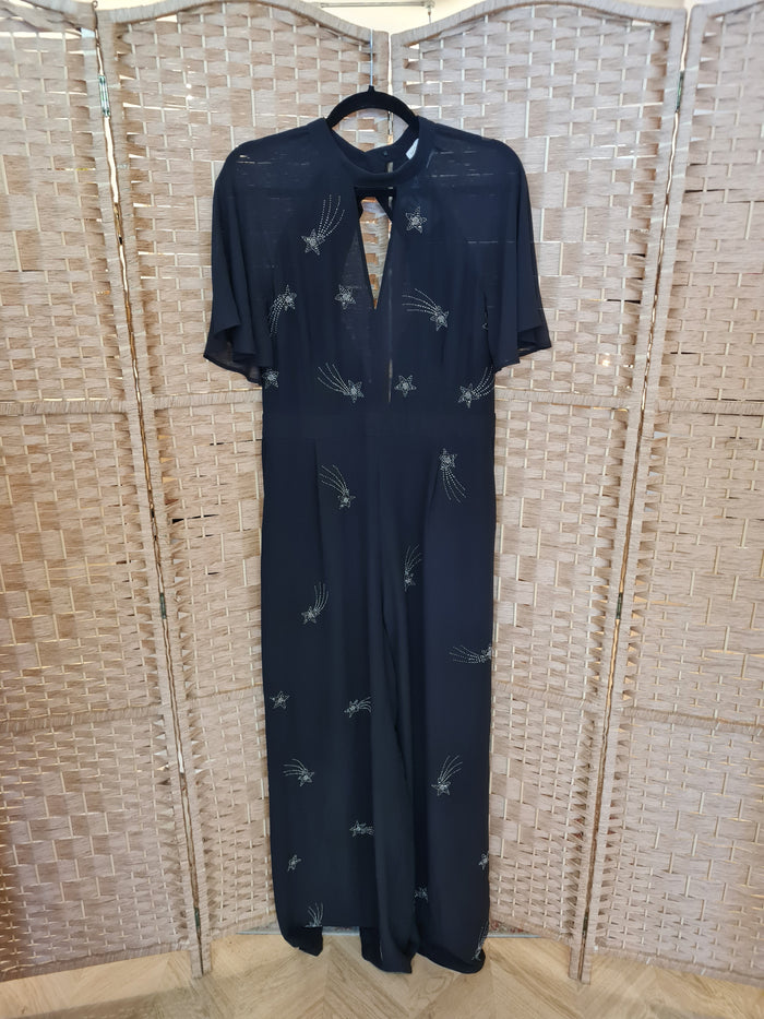 Monsoon Black Shooting Star Jumpsuit Size 14
