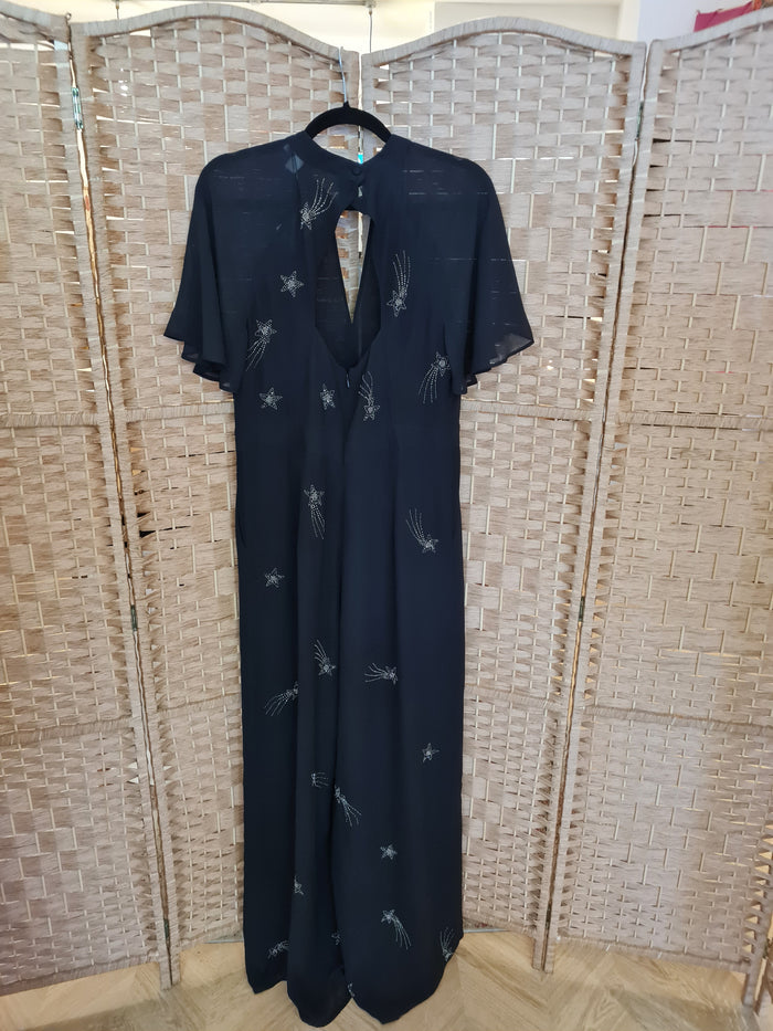 Monsoon Black Shooting Star Jumpsuit Size 14