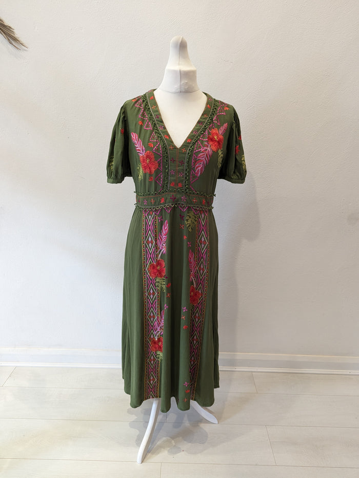 Monsoon Farah khaki embroidered midi 14