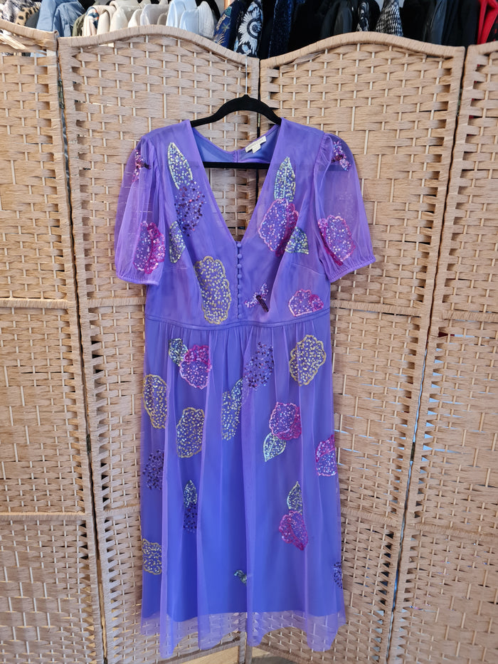Monsoon Purple Sequin Dress 18