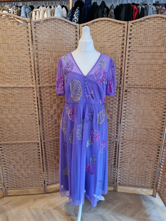 Monsoon Purple Sequin Dress 18