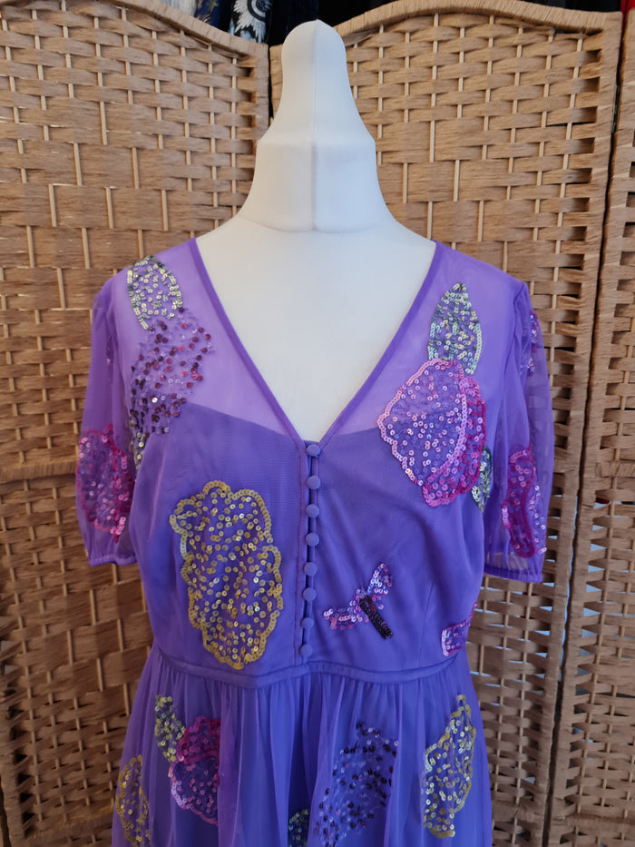 Monsoon Purple Sequin Dress 18
