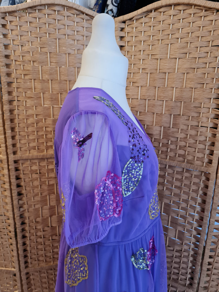 Monsoon Purple Sequin Dress 18
