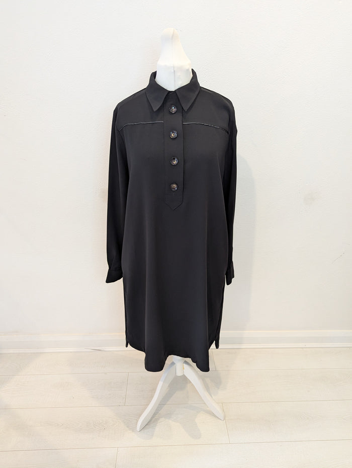 Mos Mosh Black Button Front Dress Size Medium